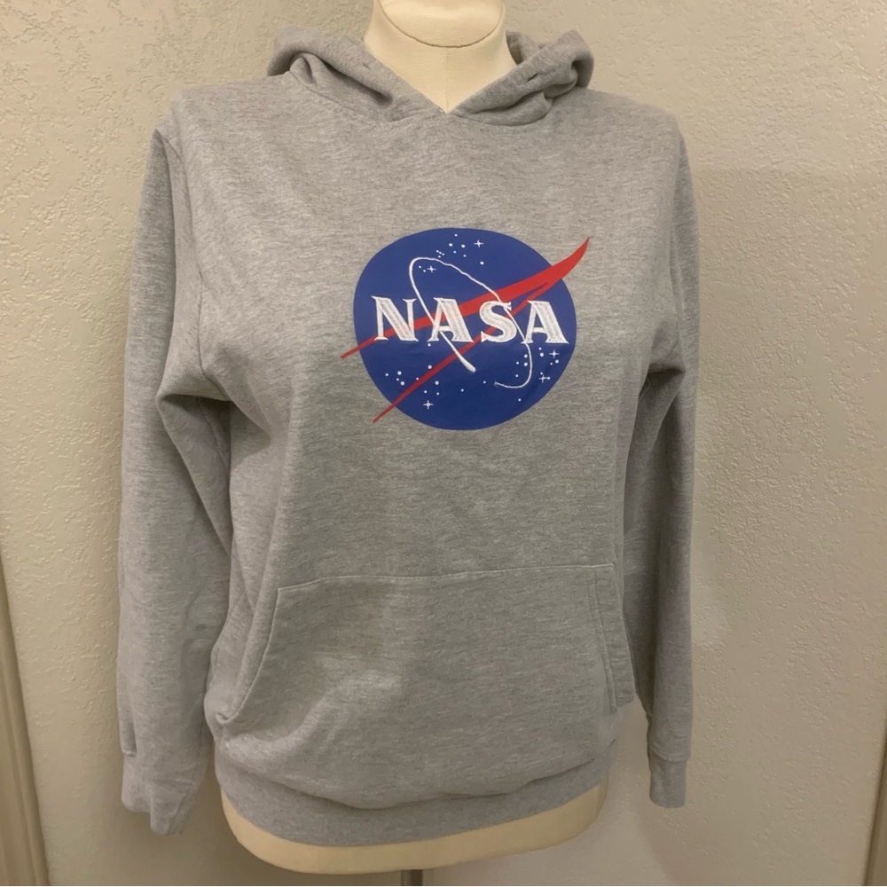 Gray NASA Logo Hoodie Sweatshirt M Men’s Womens Unisex Science Space